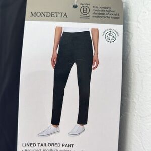 MONDETTA Ladies High-Rise Lined Tailored Pant Black NWT
